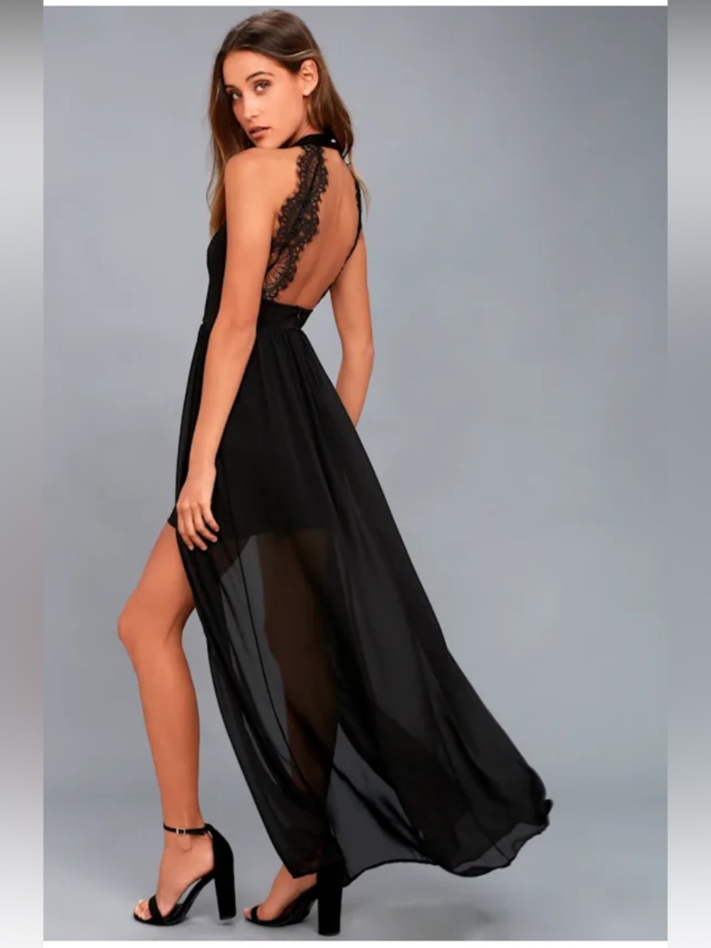 Lulus My Beloved Black Lace Maxi Dress XL - Picture 2 of 11